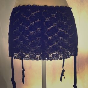 Black stretch lace garter belt